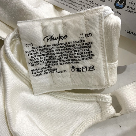 Playtex Bra Love My Curves Side Smoothing Wirefree Tru Support 44DDD Ivory Pearl - Picture 3 of 12